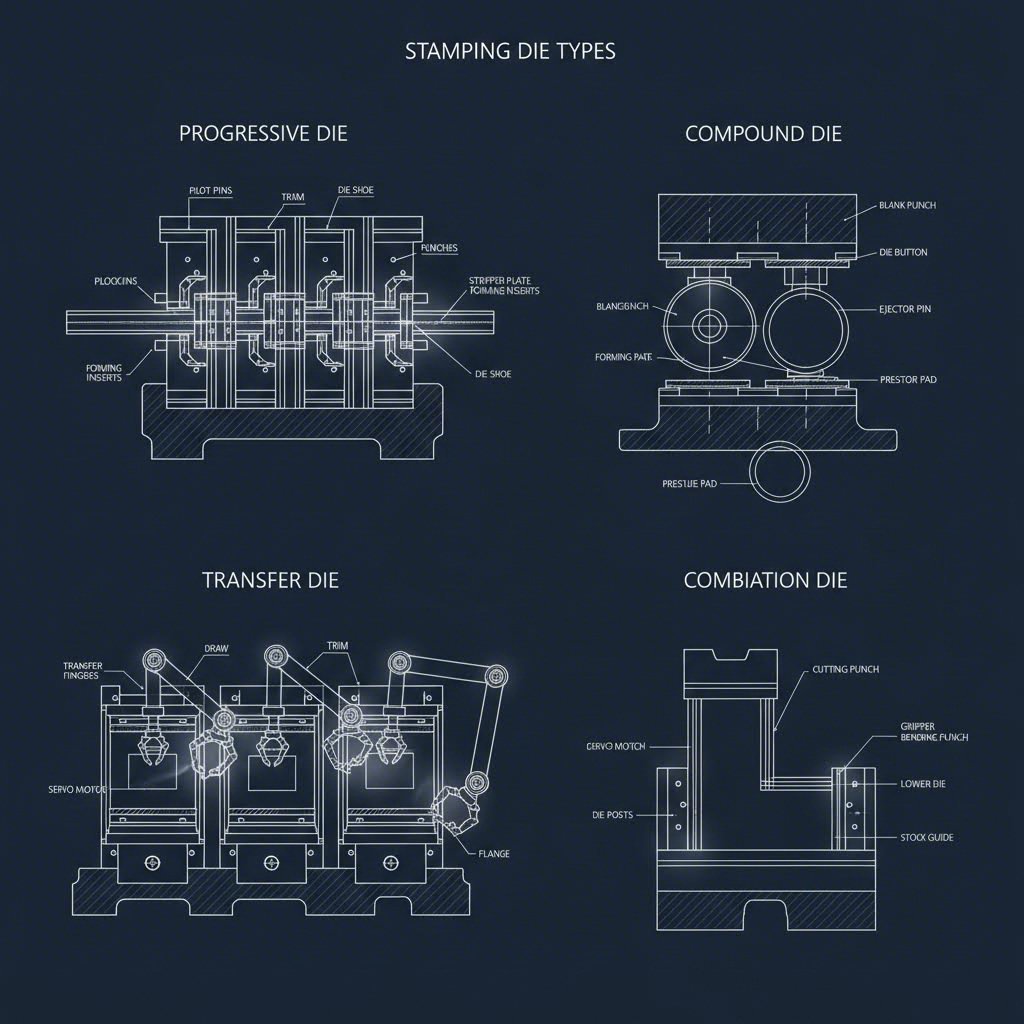 comparison of four main stamping die types progressive compound transfer and combination dies