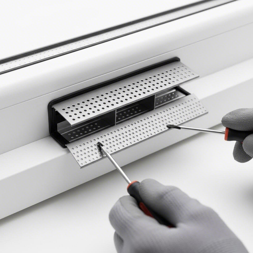 quality aluminium trickle vent installation on a upvc window frame