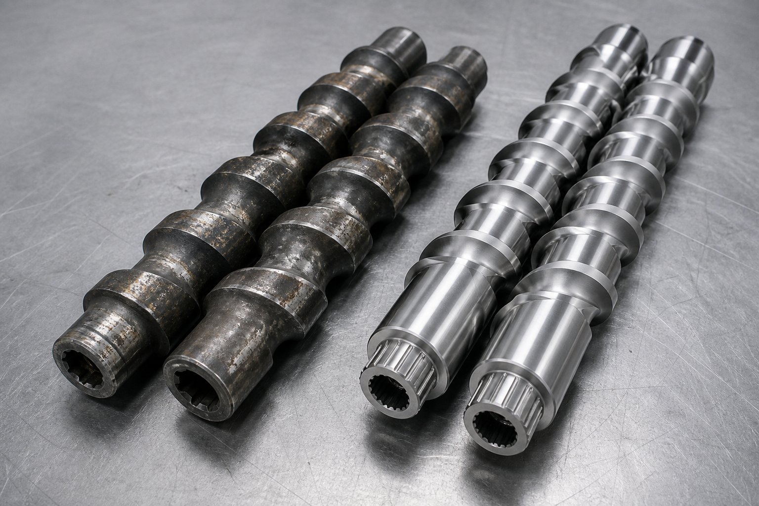 worn versus new screw elements highlight why replacement component costs are a major factor in total cost of ownership