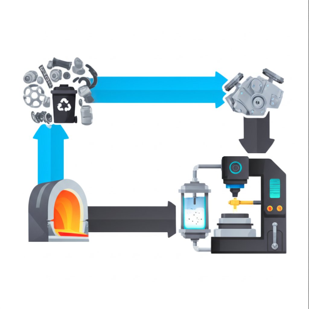 a diagram showing the step by step process of closed loop aluminum recycling for automotive parts