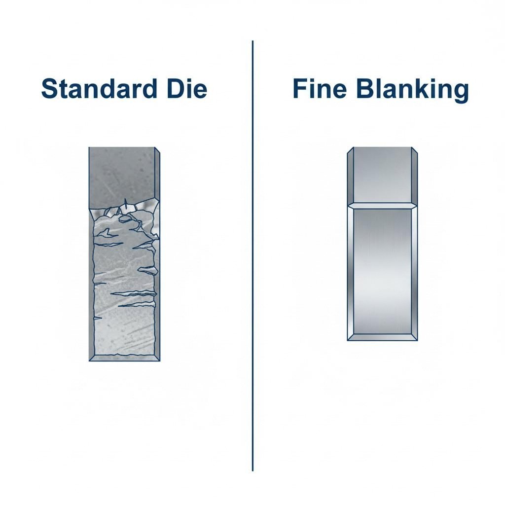 Comparison of edge quality between standard stamping and fine blanking processes
