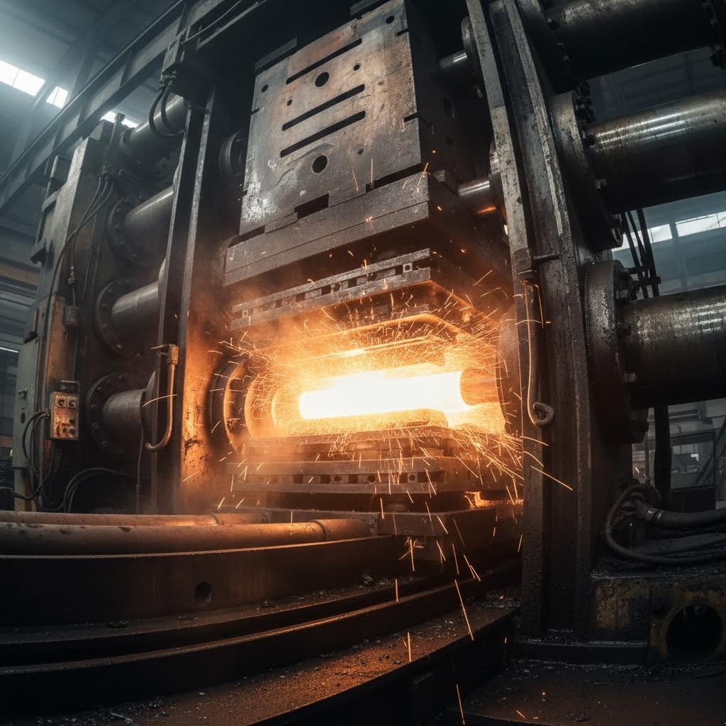 complete aluminum extrusion press tooling system transforming heated billets into precision profiles