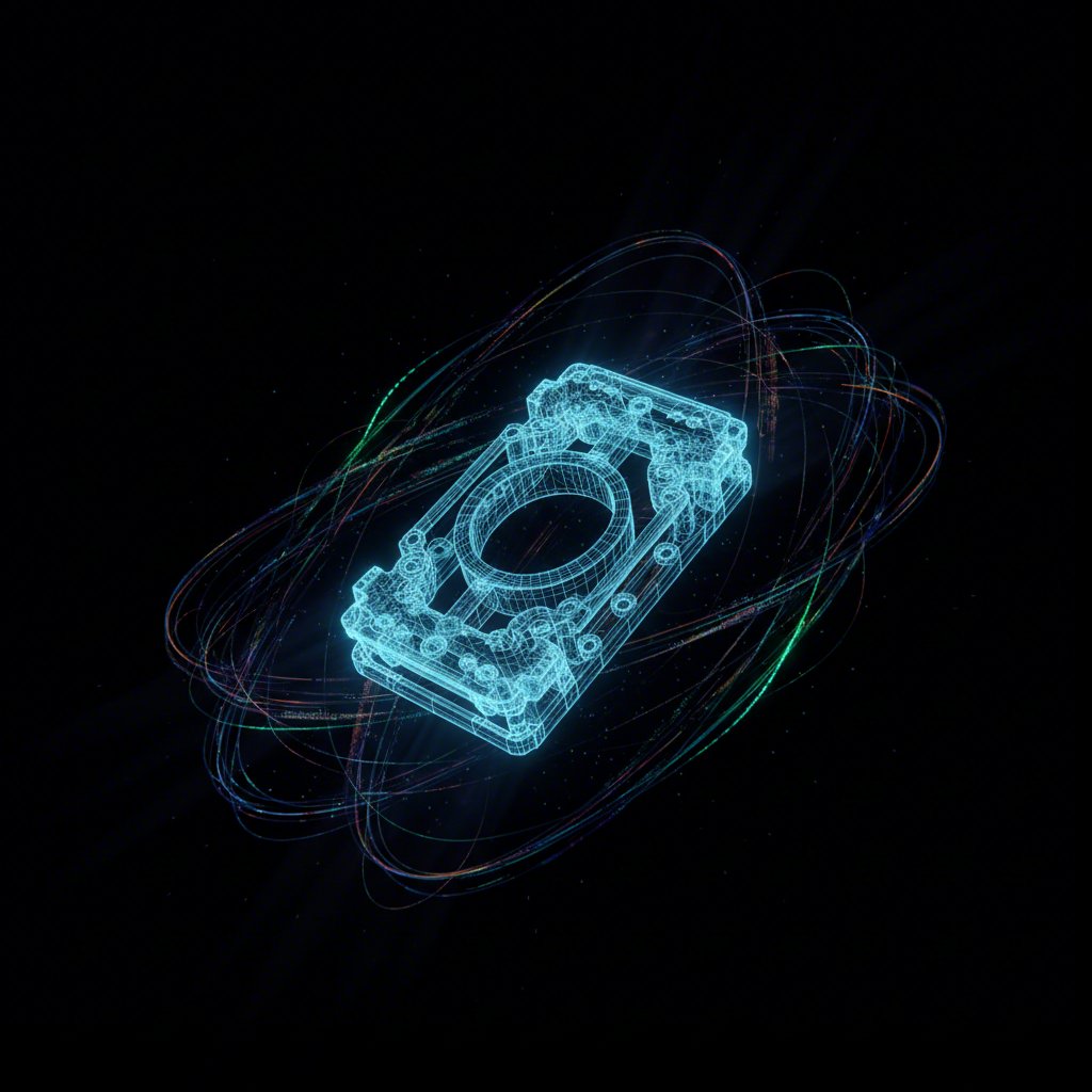 a digital wireframe of an automotive die symbolizing the precision of cad technology