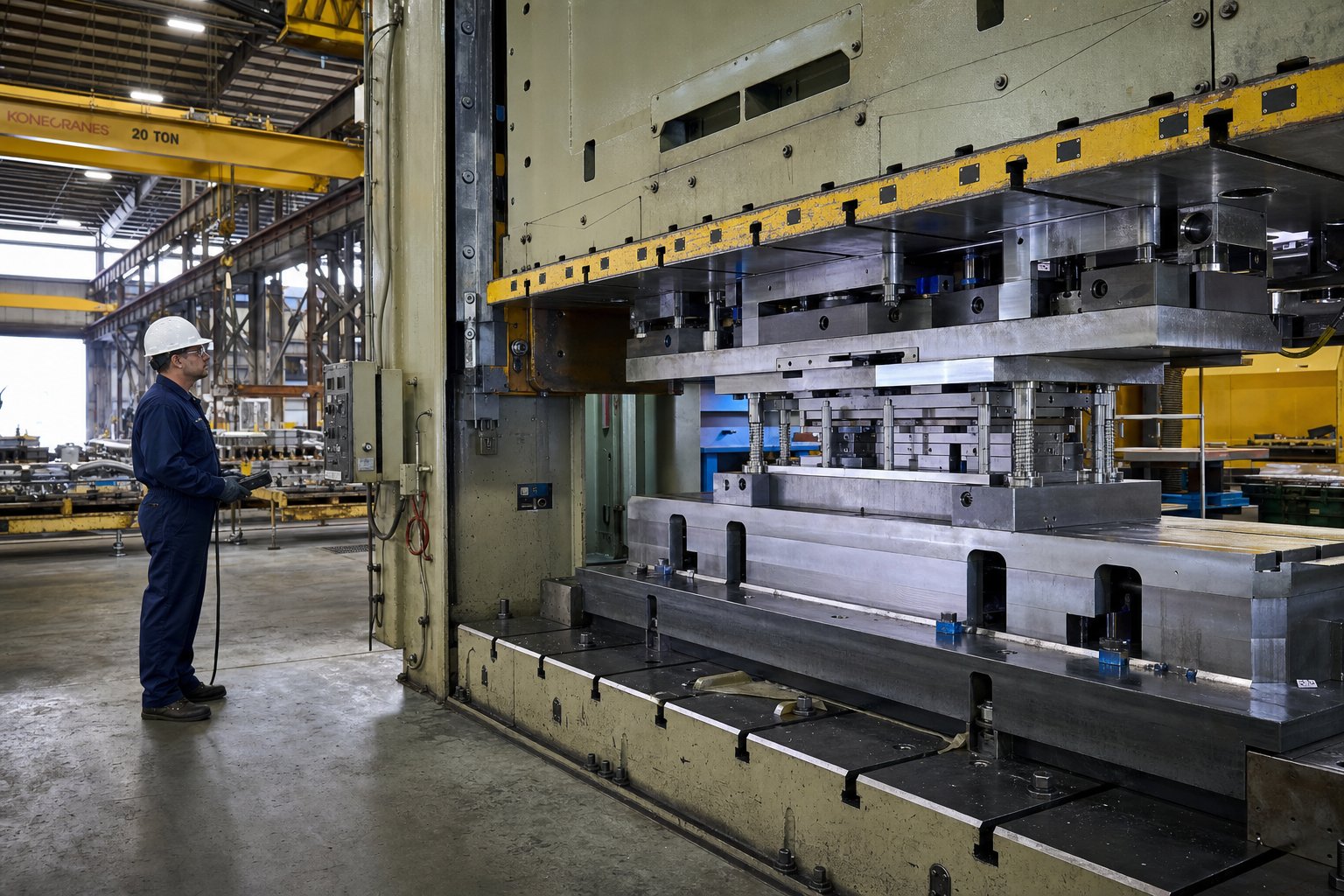 stamping die undergoing dry cycle validation testing in the press before production release