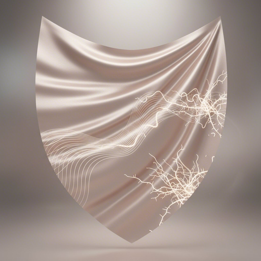 an artistic representation of a satin masks smooth fibers protecting delicate skin from friction