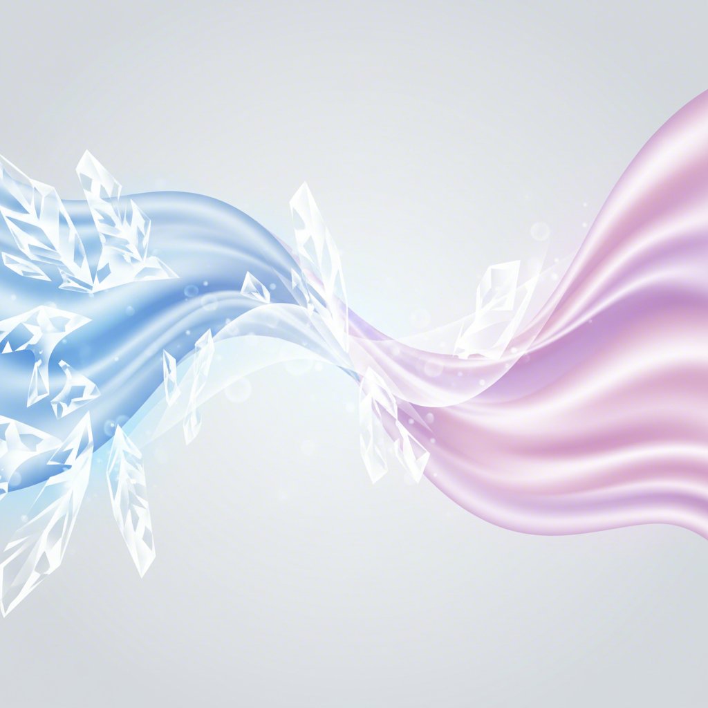 conceptual art comparing the cool crystalline texture of gel with the soft flowing texture of satin for sleep masks