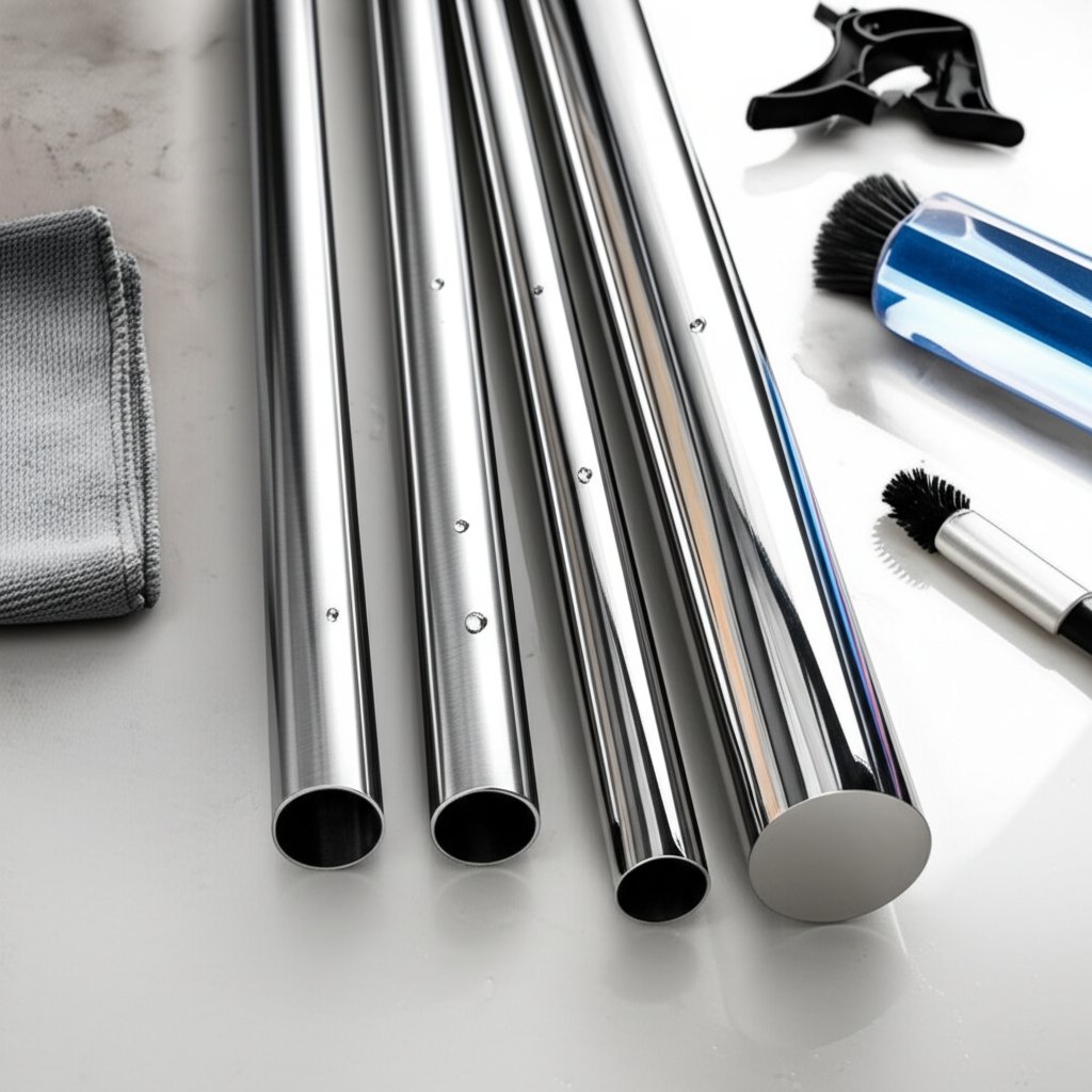 stainless steel tubes with various surface finishes and cleaning tools