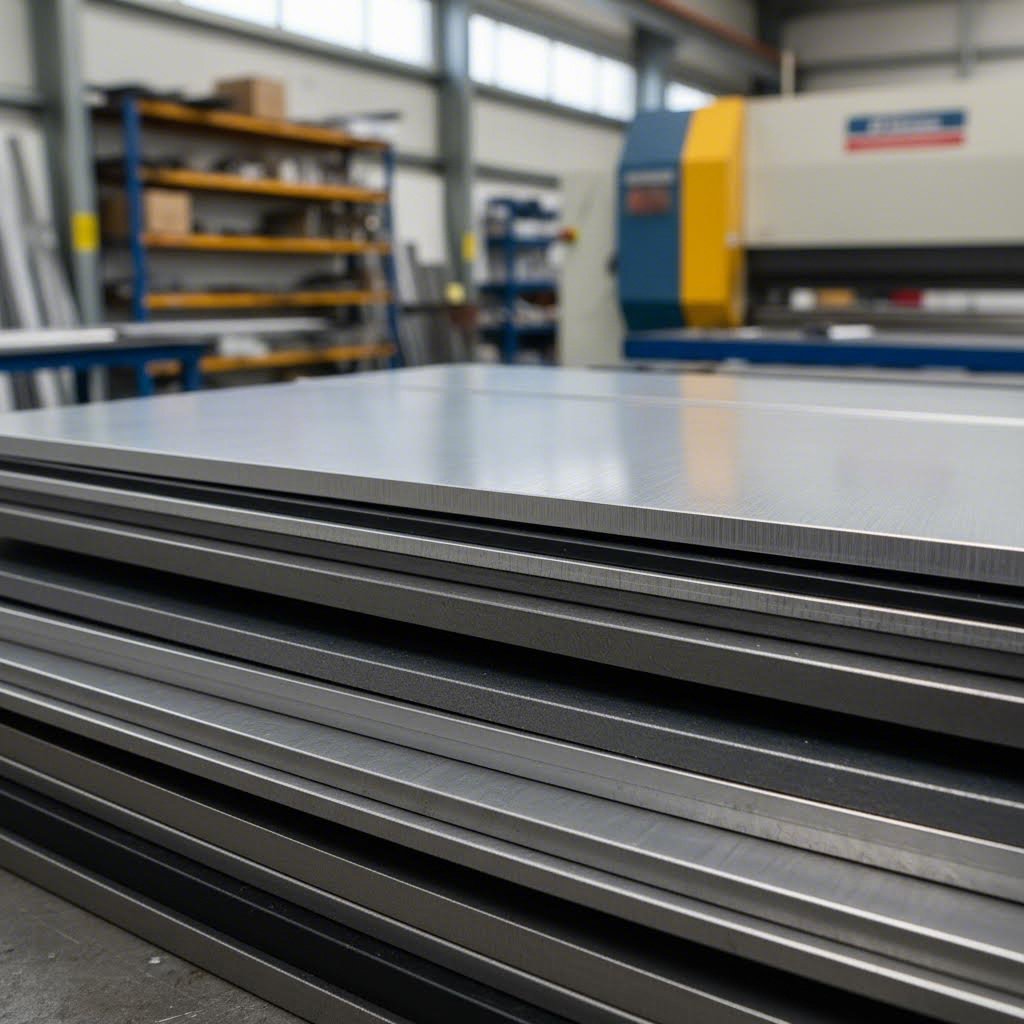 different metal types and thicknesses prepared for shearing operations