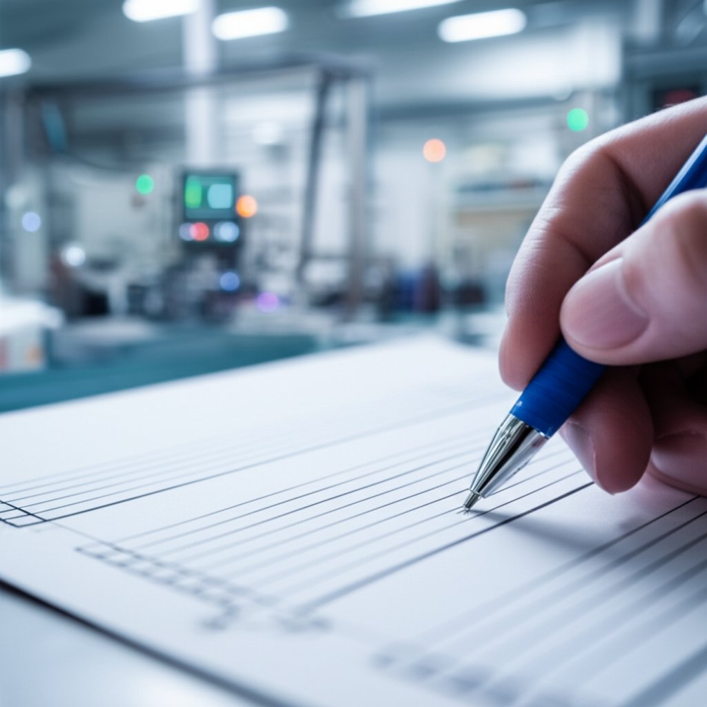 inspector reviewing a comprehensive quality control checklist on site