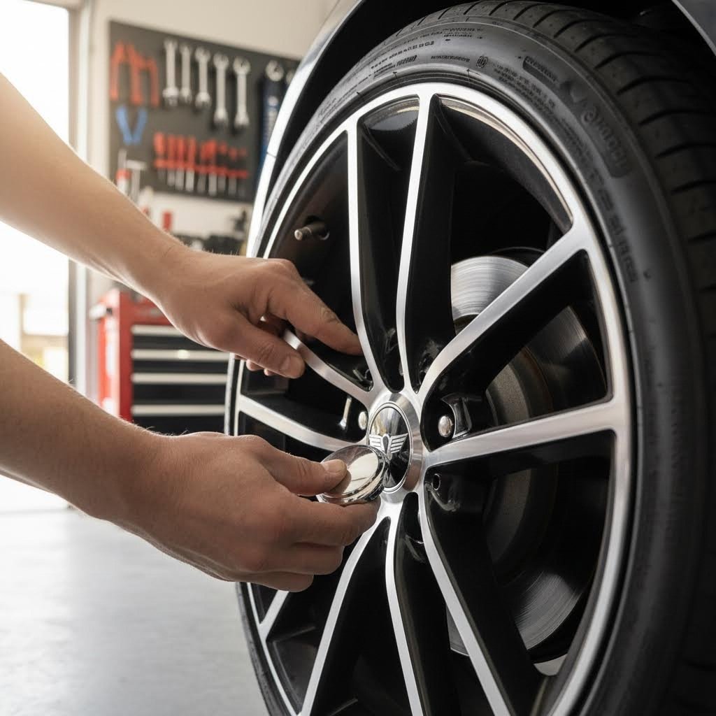 proper center cap installation technique using even pressure around the circumference