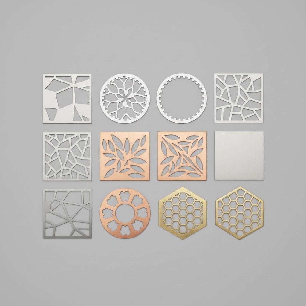 various metals including steel aluminum and copper showing clean laser cut edges
