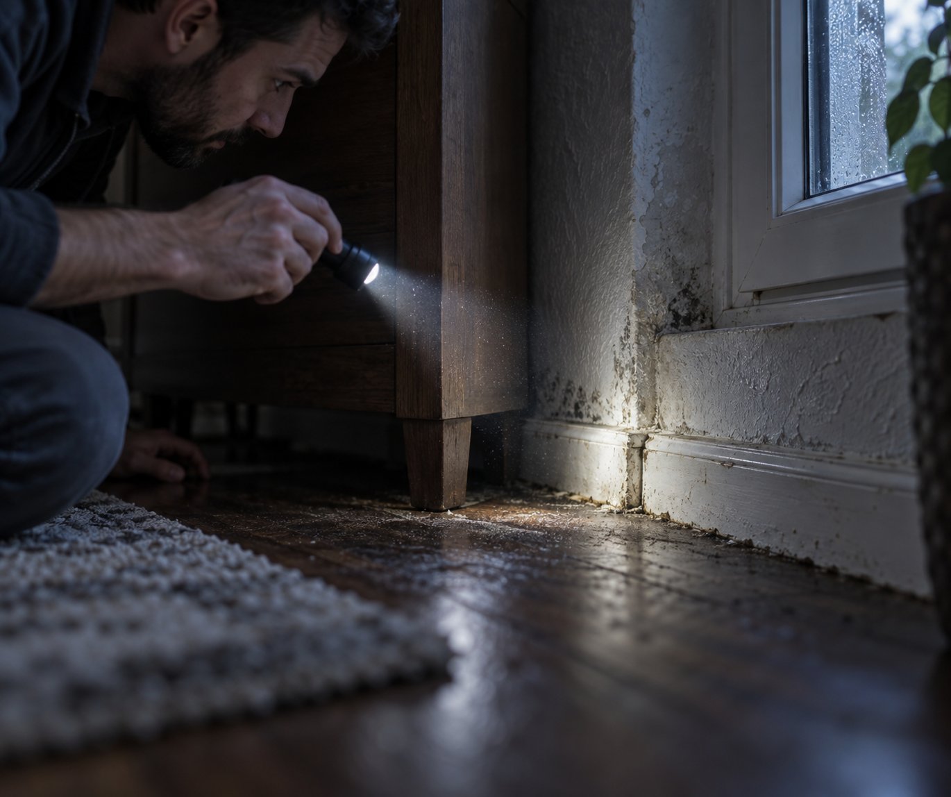 inspecting hidden areas like wall corners and window frames helps detect early mould warning signs