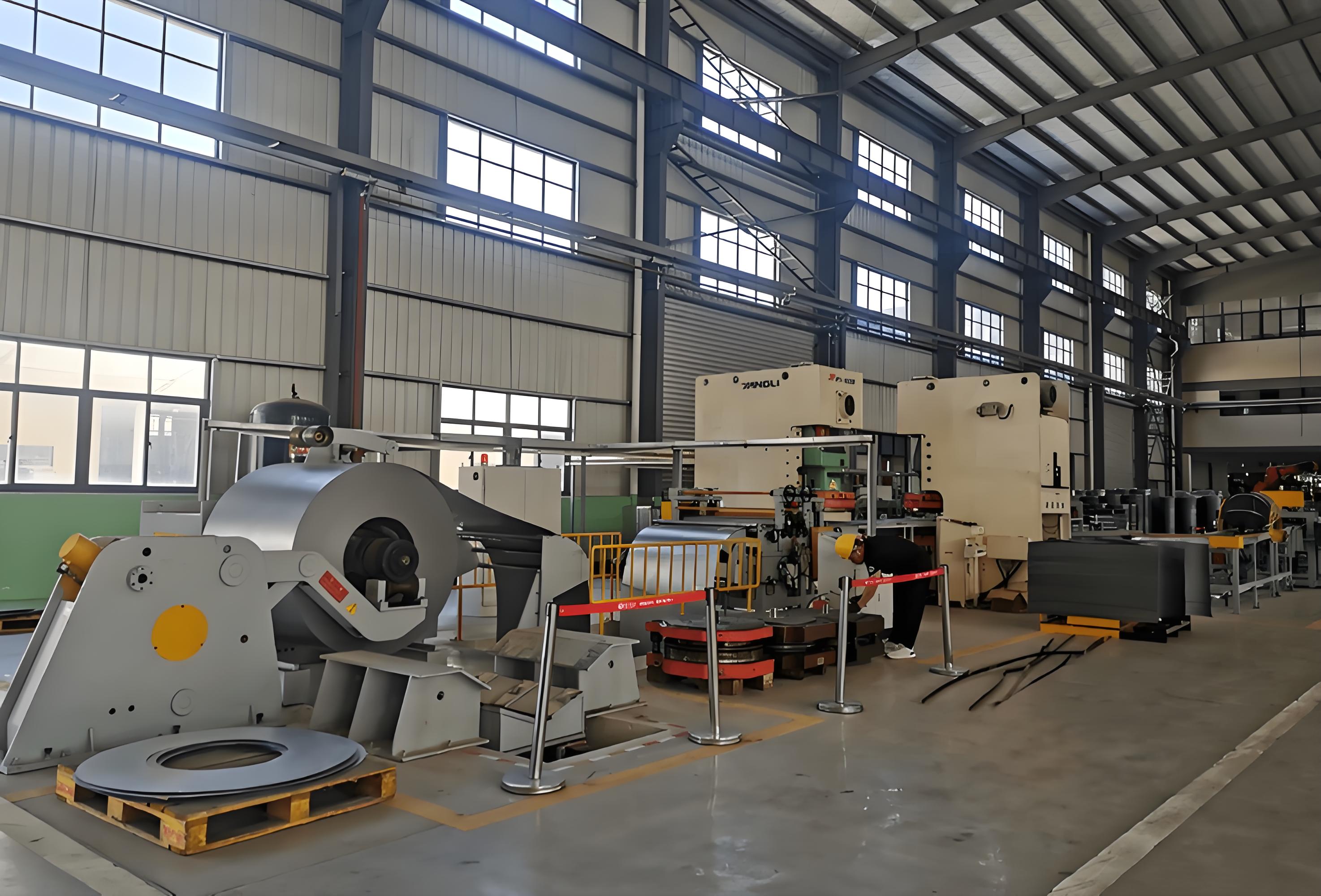 automated stamping press line with integrated material handling