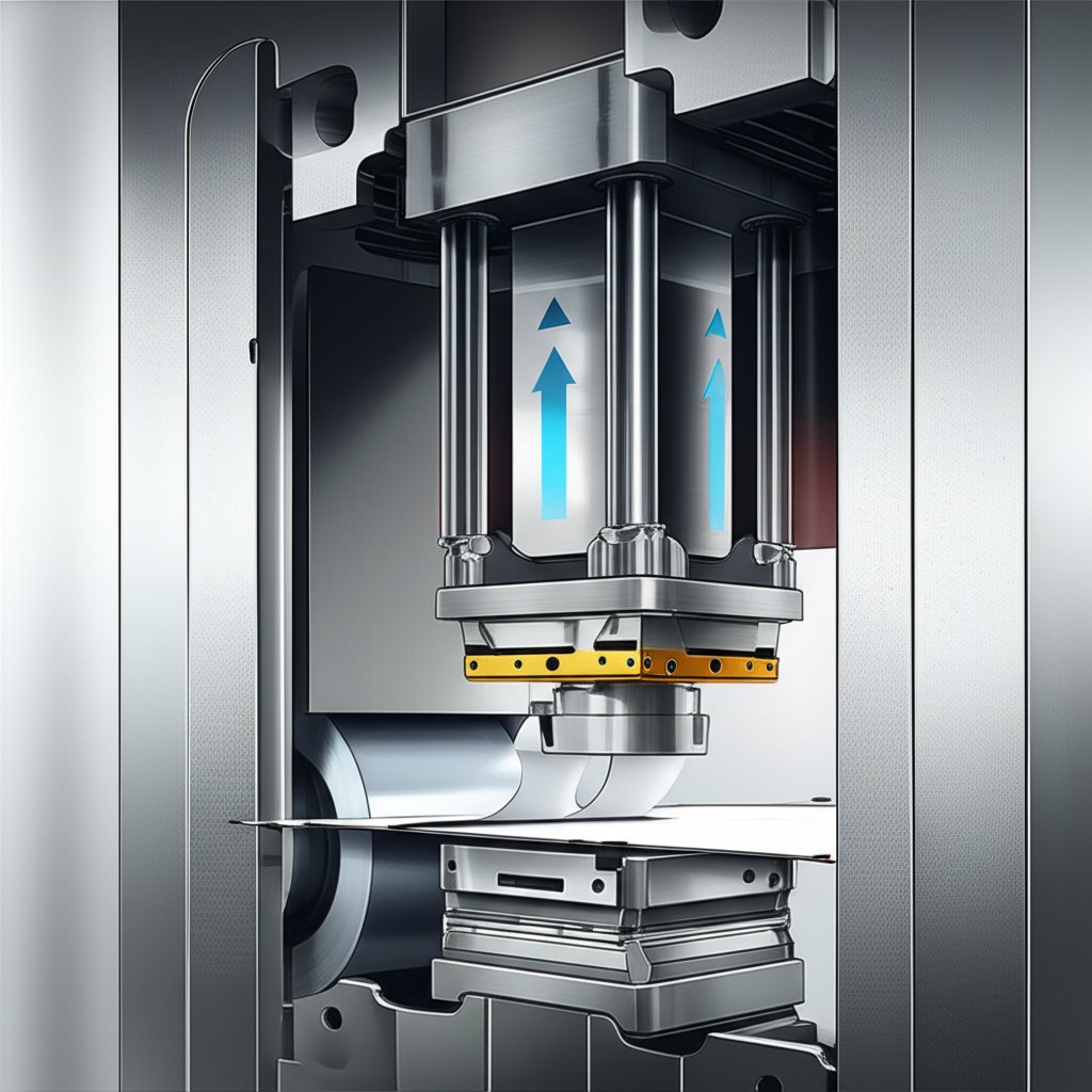 key components and workflow of a stamping press during operation