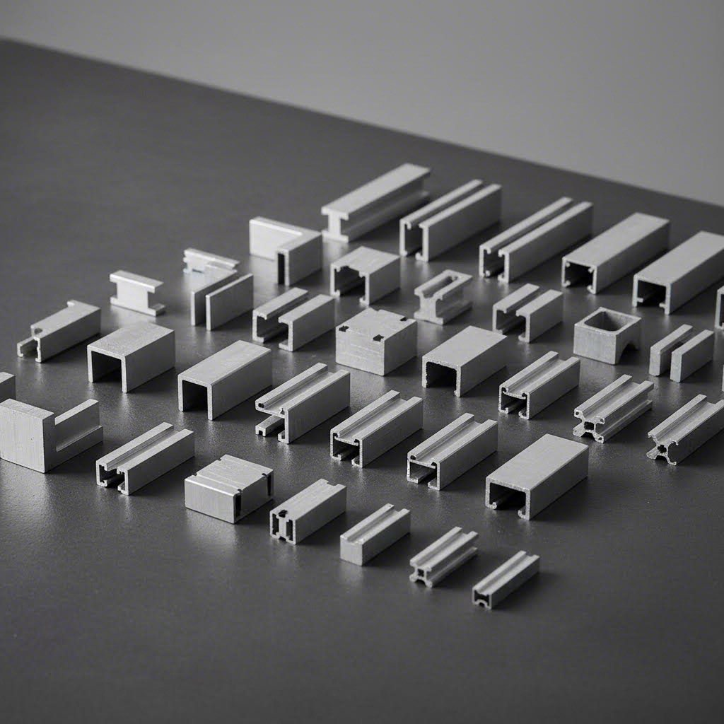 standard aluminum extrusion shapes including angles tubes channels and t slots