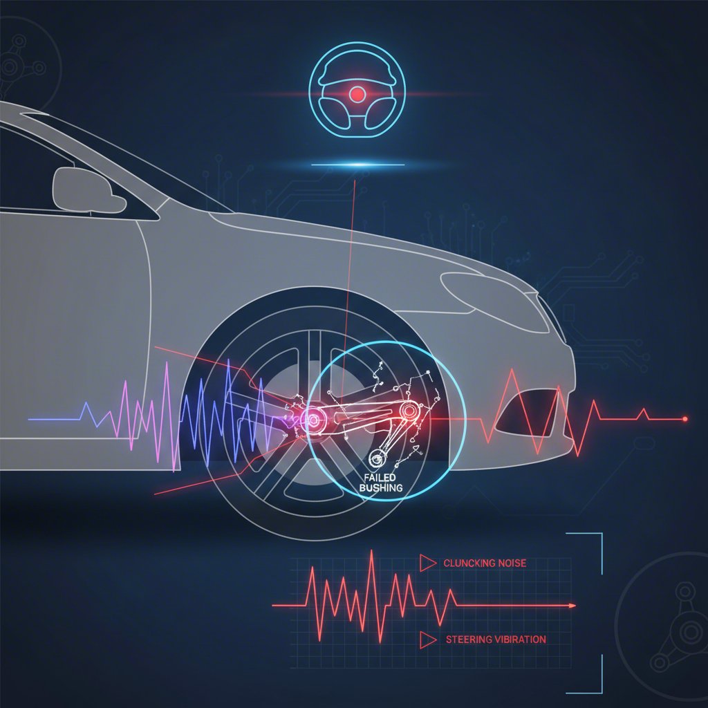 artistic representation of vibrations and noises traveling from the wheel to the steering wheel