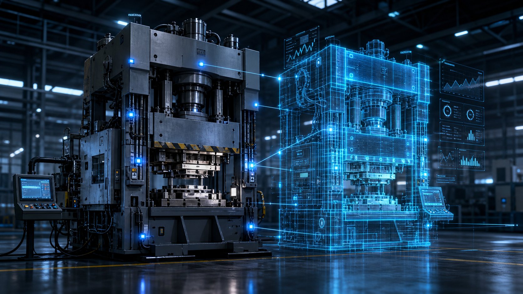 smart stamping die monitoring with digital twin technology enabling predictive maintenance and real time process optimization