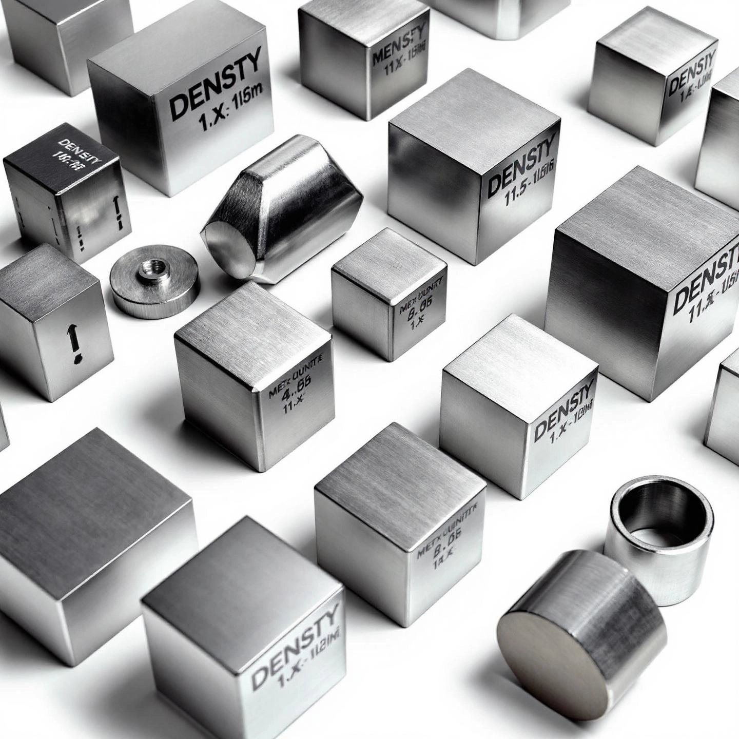 aluminum shapes demonstrating density concepts in standard metric units
