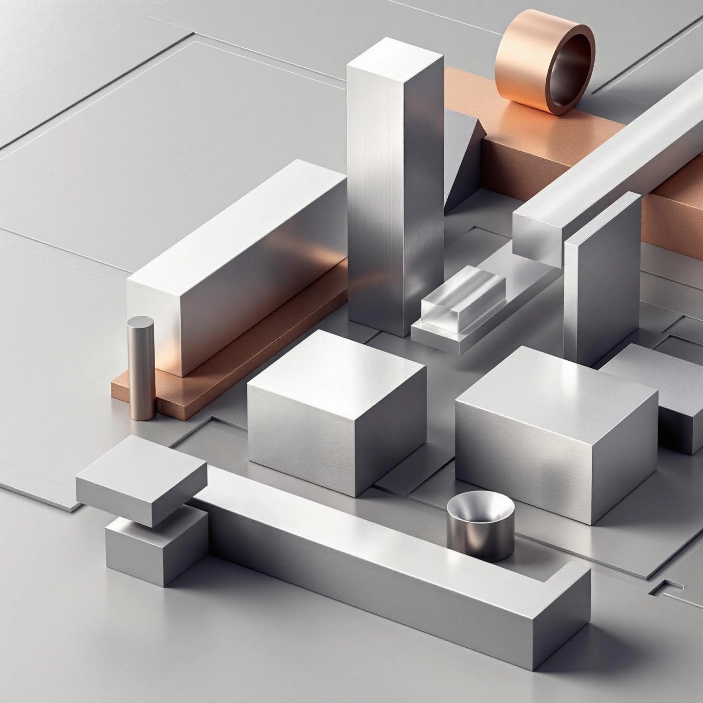 various aluminum forms showcasing the lightweight and versatile nature of aluminum used across industries