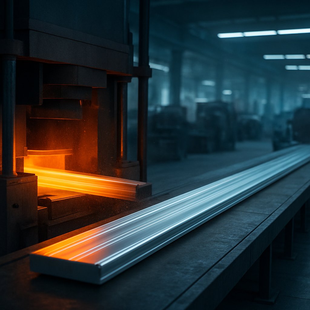 aluminum extrusion process forming a custom profile