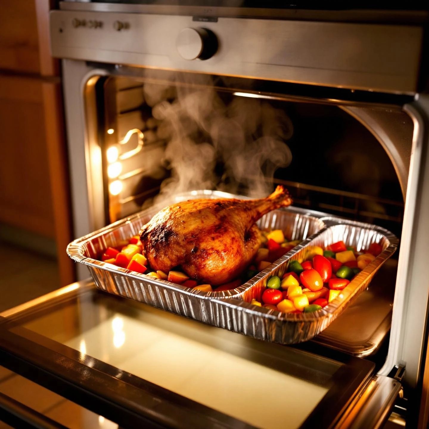 aluminum roasting pan in use for family meals