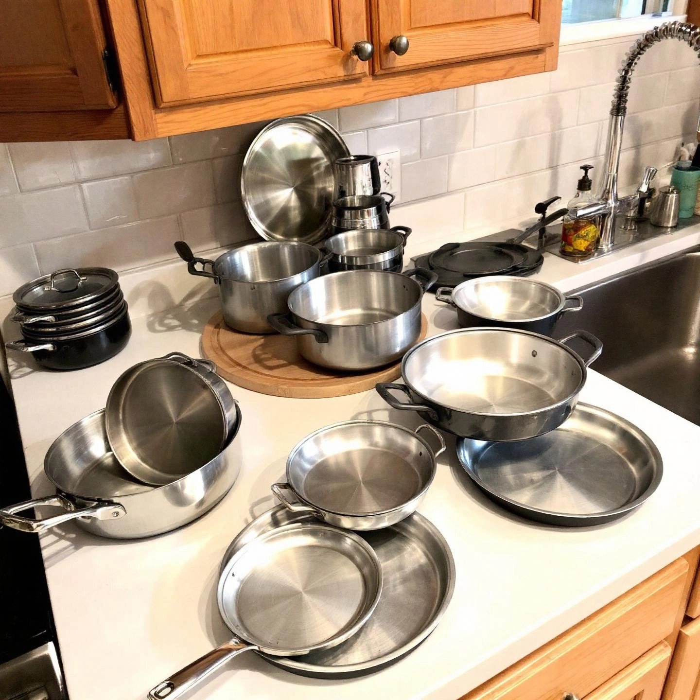 different aluminum pan sizes and lids for versatile cooking