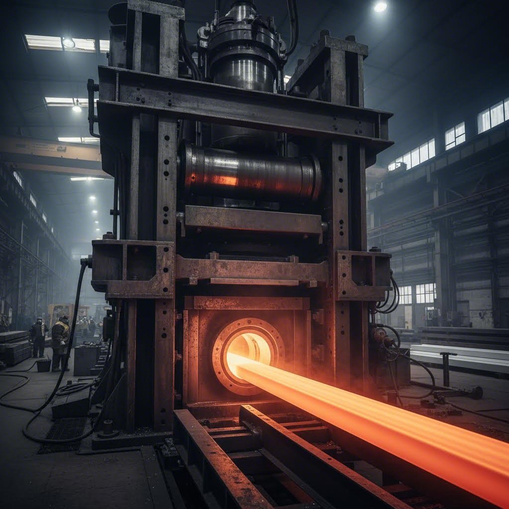 aluminum extrusion press creating precision profiles for flight case construction