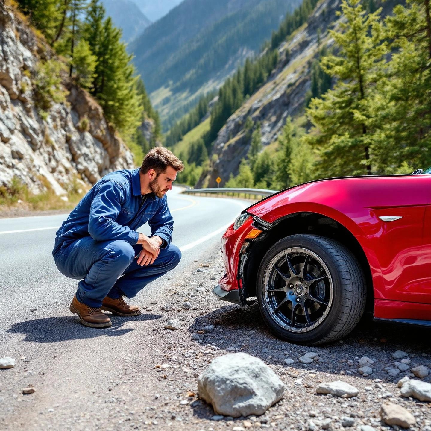 mechanic inspects a wheel after loud bearing failure emphasizing urgent repair needs