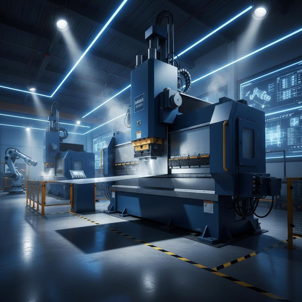 cnc press brake forming precision sheet metal parts in automated manufacturing