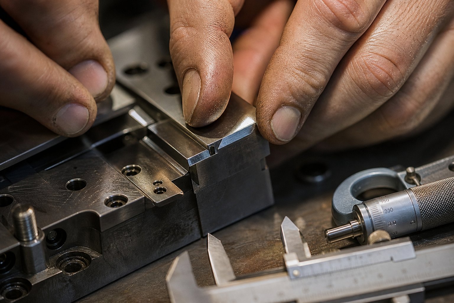 info-1-1 close up of stamping die cutting edge inspection during preventive maintenance a critical step in extending die lifecycle