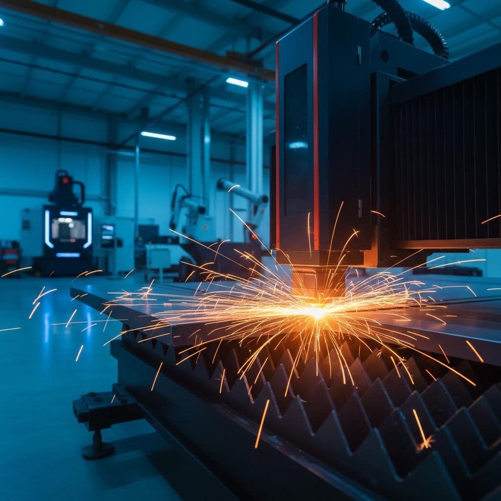 industrial fiber laser cutting machine processing steel with precision beam technology