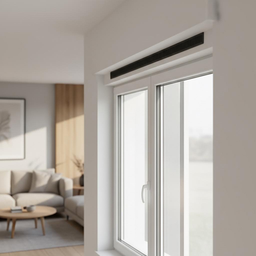 double glazed window with integrated trickle vent for healthy home ventilation