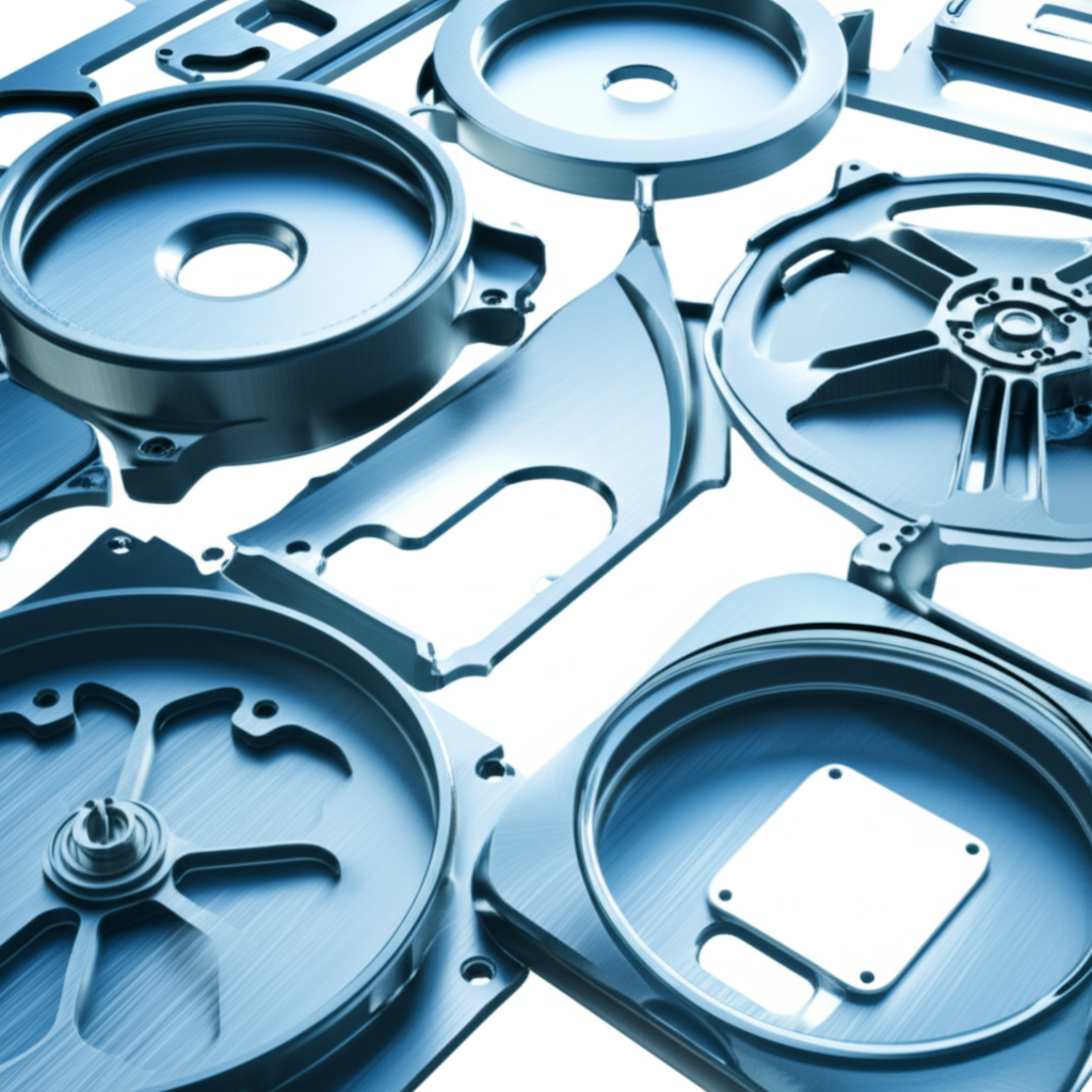 an array of precision parts from various industries made with 6061 aluminum