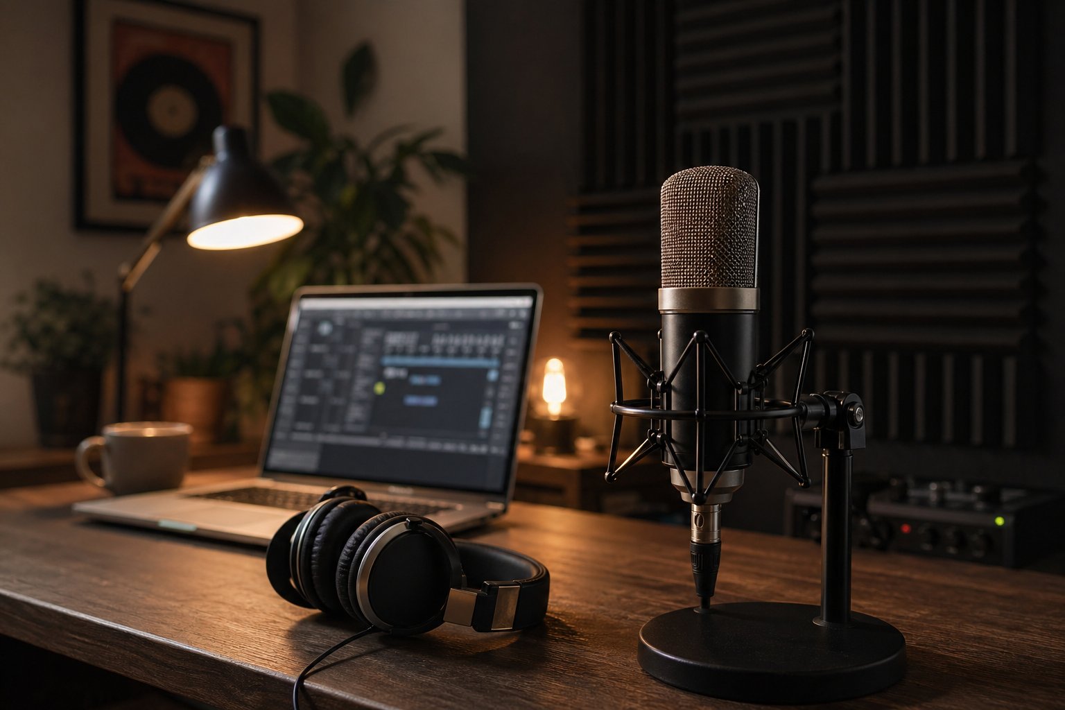 a home recording setup ready for layering acapella vocal tracks