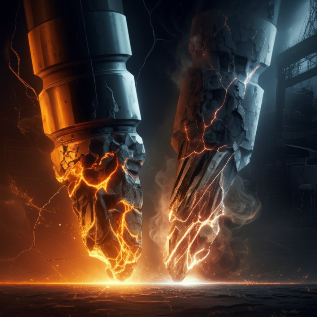 artistic representation of carbide and hss tool durability under stress