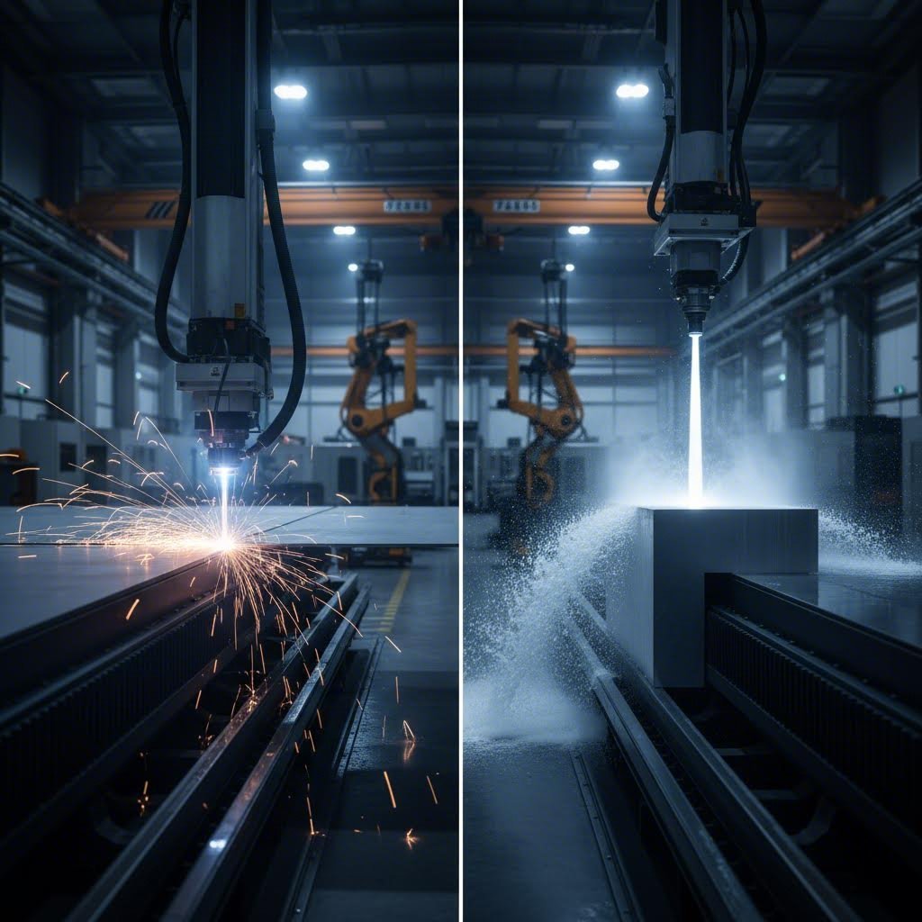 comparison of laser cutting precision versus waterjet cutting for different material applications