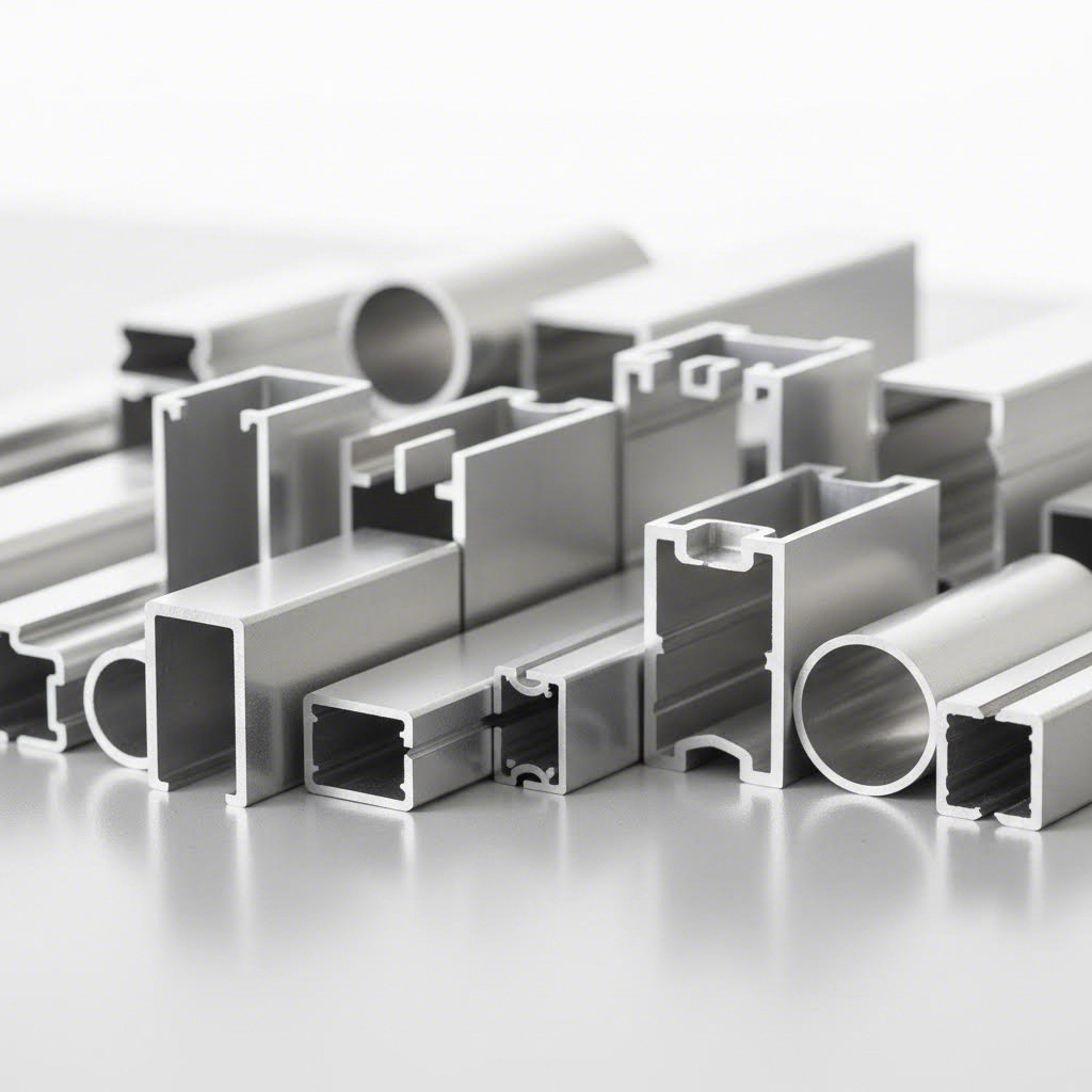 aluminum extrusion profiles showing various cross sectional shapes for showcase applications