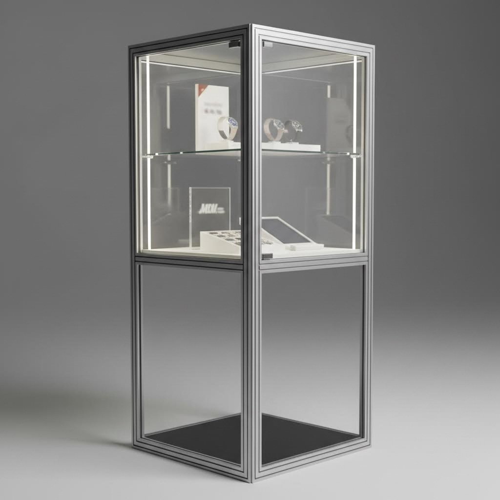 modern aluminum showcase extrusion system with integrated led lighting for retail displays