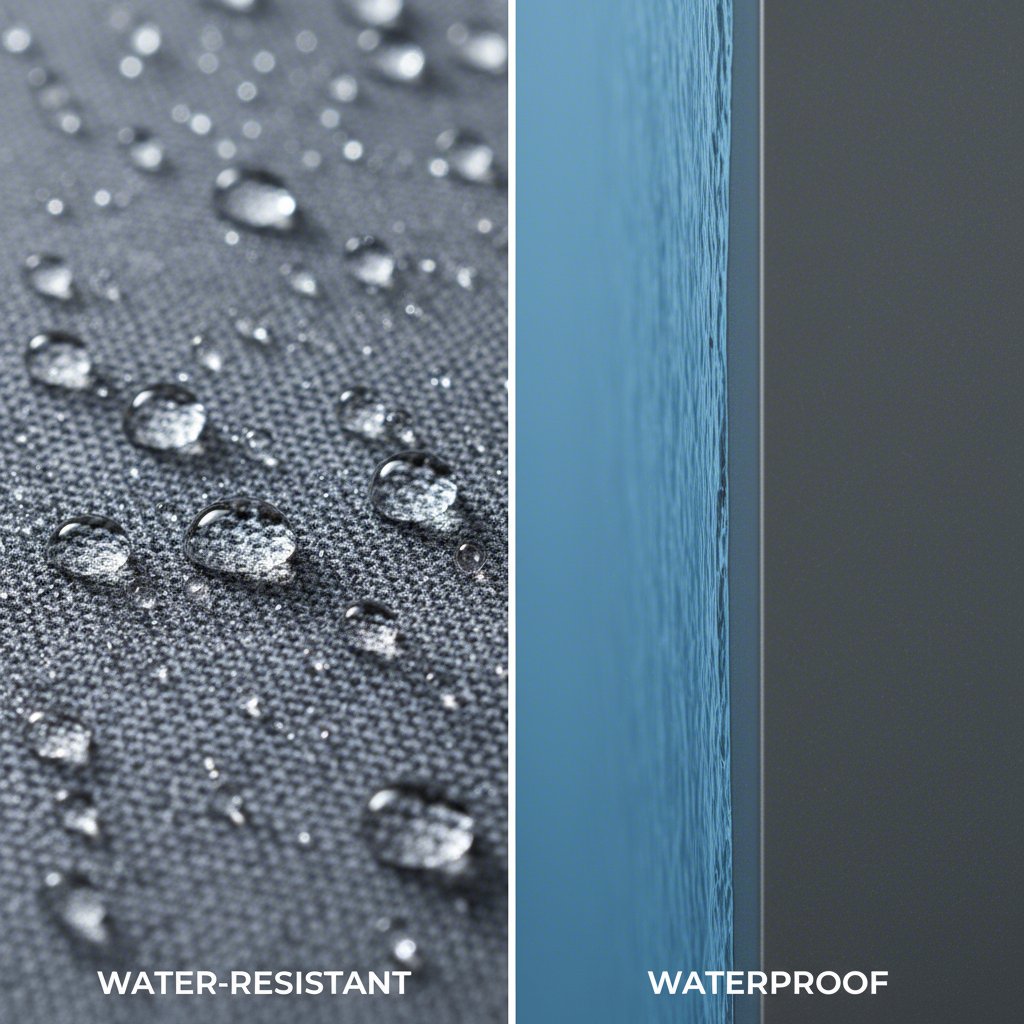 conceptual art showing the difference between water resistant and waterproof surfaces