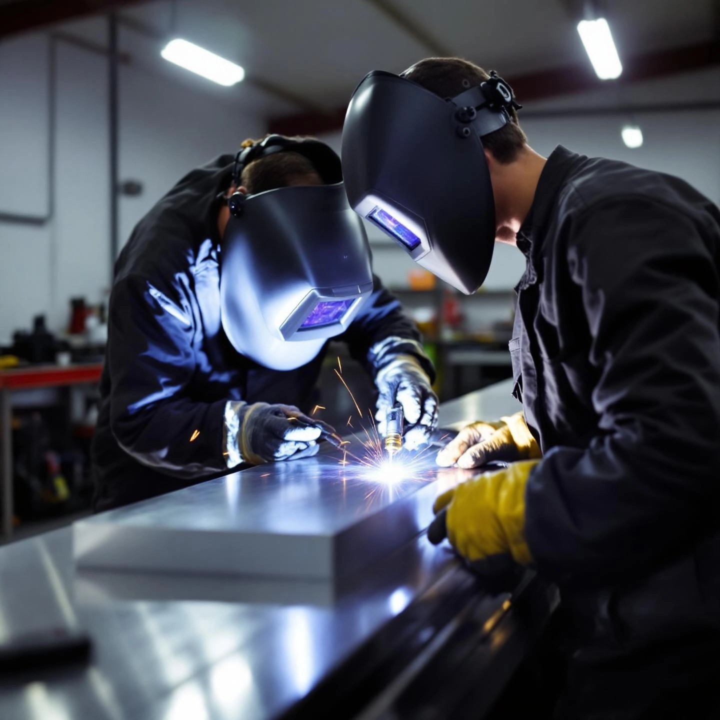professional welder tig welding aluminum for a clean and strong finish