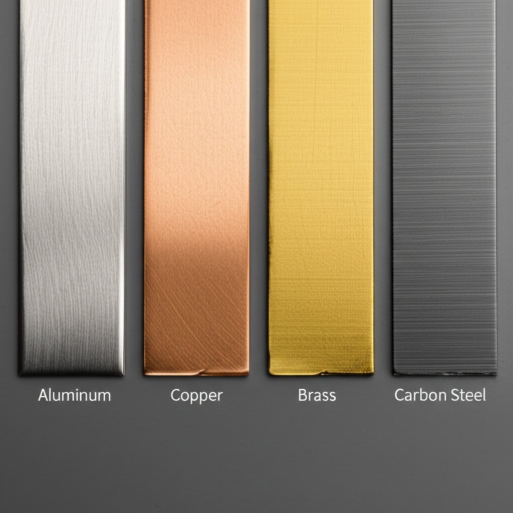 stamped metal strips showing surface finishes and edge quality for various materials