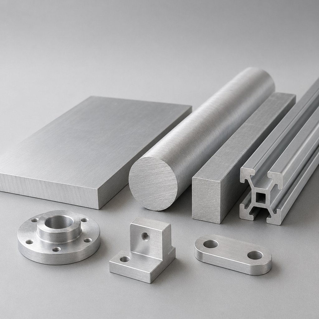 aluminum stock forms and machined samples for alloy selection