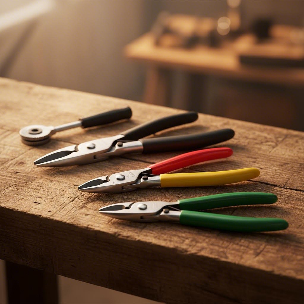 essential hand tools for cutting sheet metal including aviation snips and nibblers