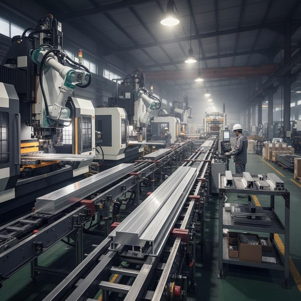 modern aluminum extrusion facility with cnc fabrication equipment transforms raw profiles into precision components