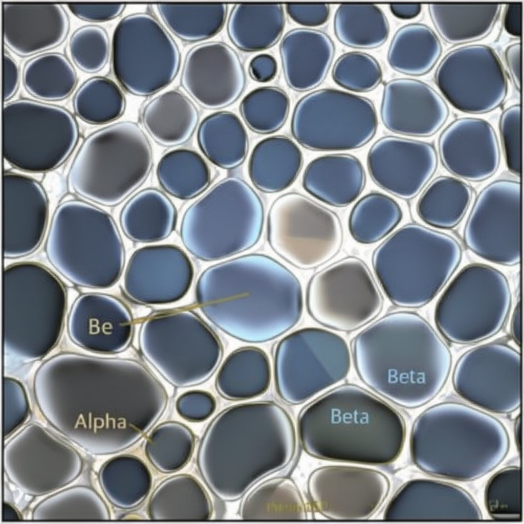 visual representation of alpha and beta phases in brass microstructure