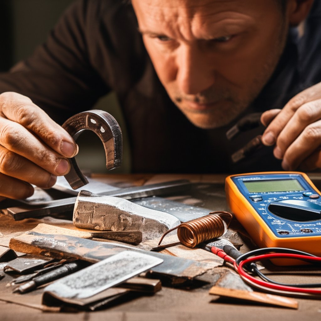 field testing metals with a magnet and multimeter helps identify aluminum among other materials