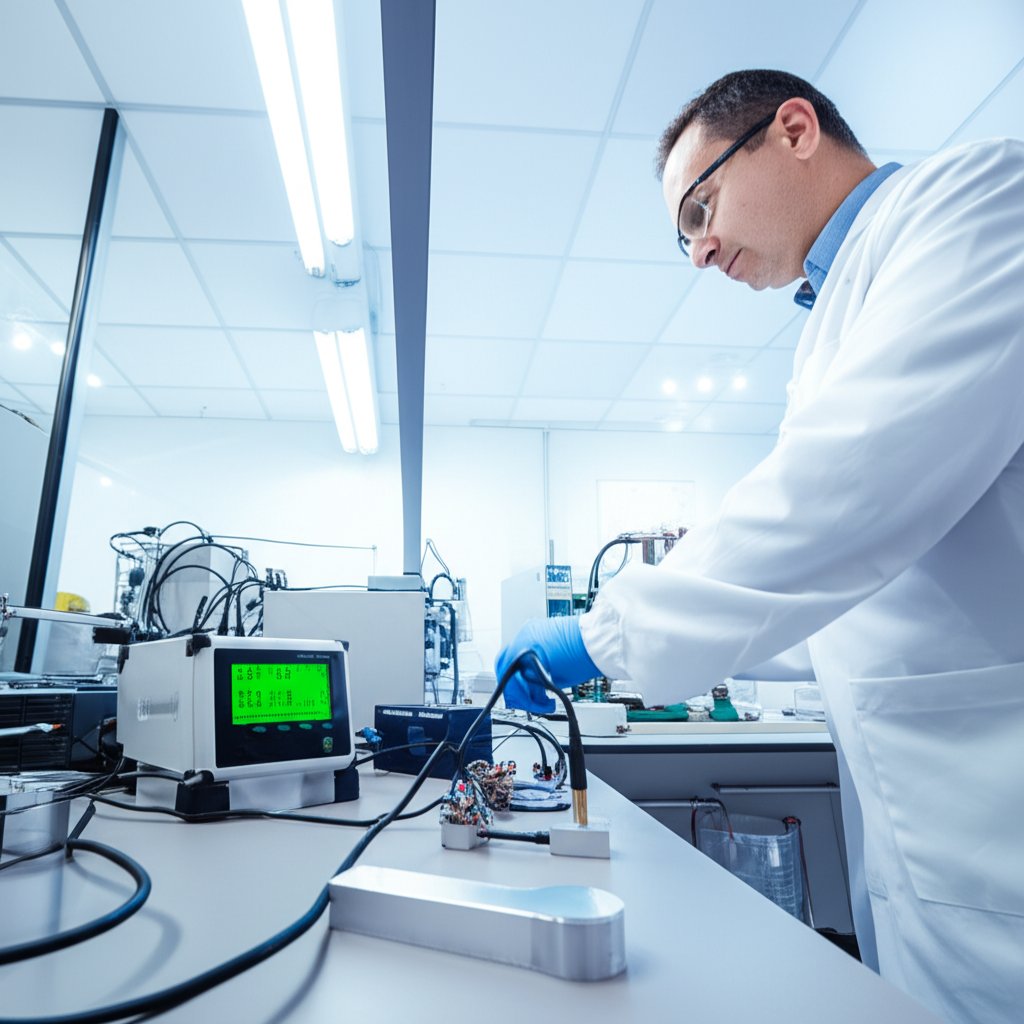 lab instruments and aluminum samples used to measure weak magnetic properties with high sensitivity