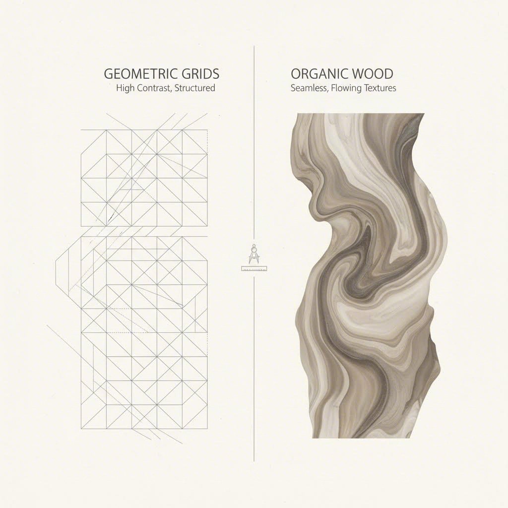 Comparing the visual effects of matching versus contrasting grout tones on wood look tile patterns