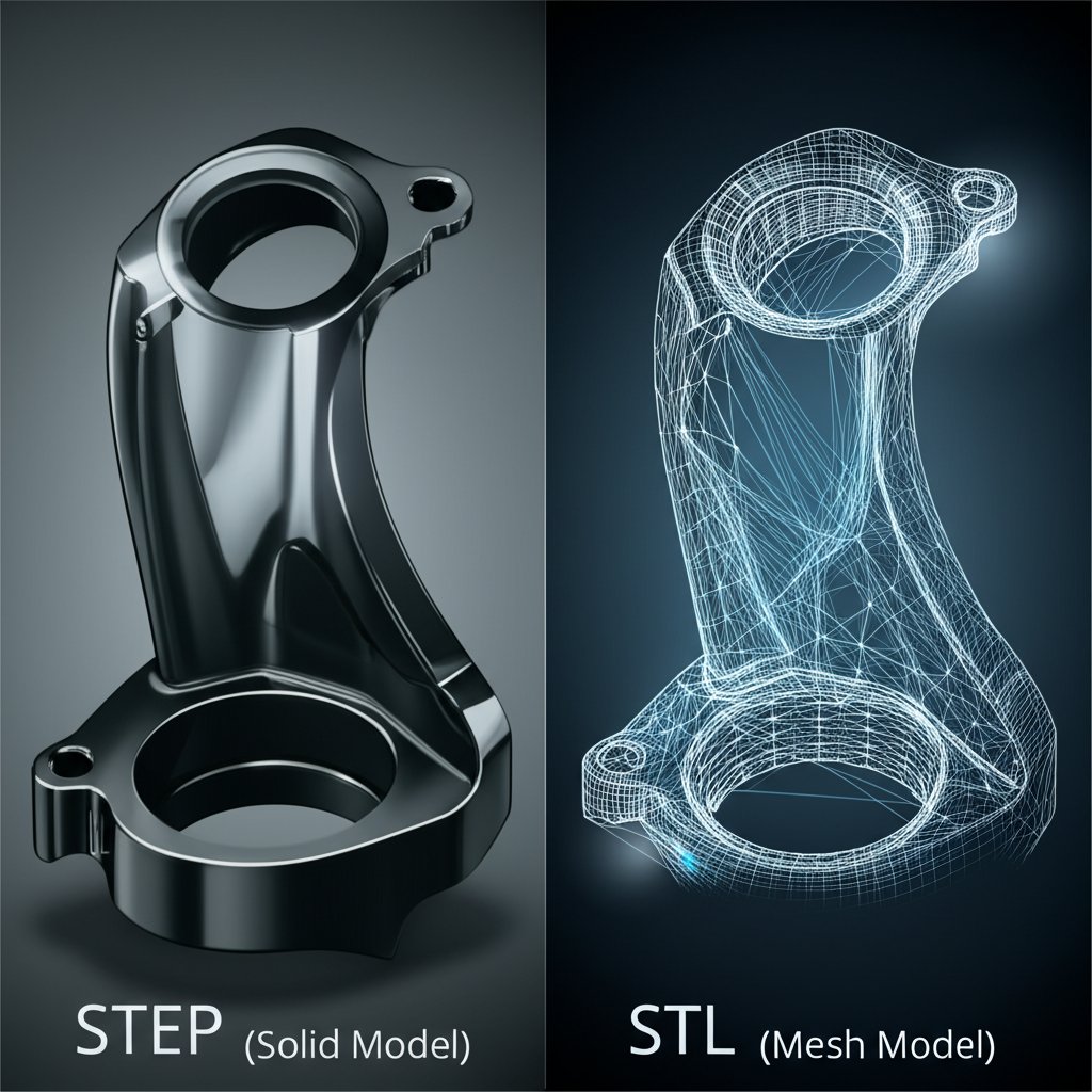 visual comparison of a precise step solid model versus an approximated stl mesh model