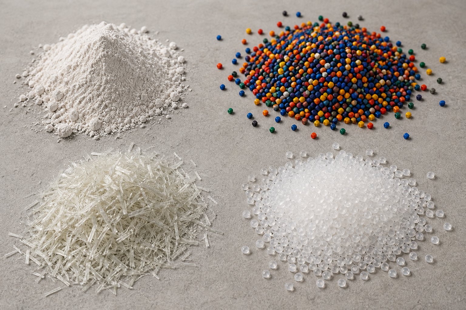 raw materials commonly processed in twin screw compounding mineral fillers pigments glass fibers and polymer pellets